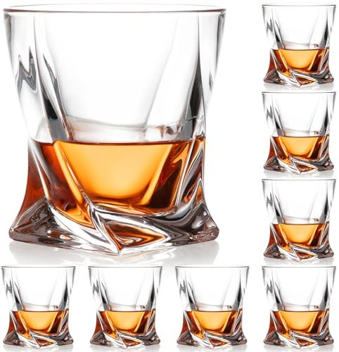 TESIN 300ml 8 Pieces Old Fashioned Whiskey Glasses Bourbon Glass Cocktail Glasses Rocks Glasses for Cocktail Drinks and Whiskey Bourbon Liquor Gift for Women Men Home Bar (Stylish, 10 oz)