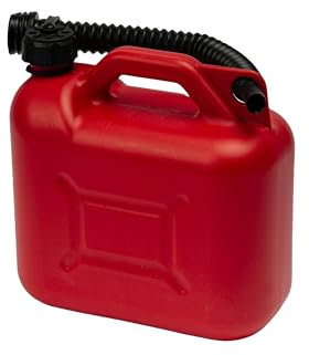 Valle Verde 5 Liter Benzinkanister Kraftstoffkanister Benzinbehälter Treibstoffkanister Reservekanister Flexibler Ausgießer Kunststoff Rot 26 cm x 13 cm x 26 cm