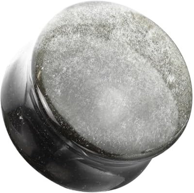 beyoutifulthings Ohr-Plug Silber-Obsidian Natur-Stein Schwarz Silber Ohr-Piercing Ohr-Schmuck Tunnel Double Flared Sattel-Verschluss 6-mm