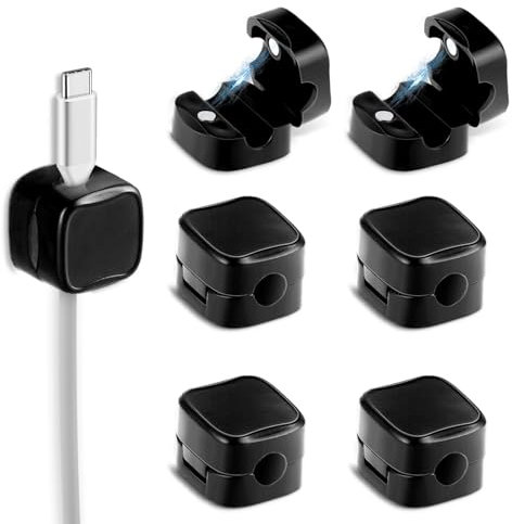 6 Pcs Cord Organizer Holder, Easy Secure Adhesive Cable Management Hide Phone Charging Cable Keeper, Adhesive Charger Cable Clips for Nightstand Wall Car Office Desktop