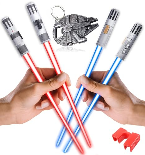 SaberSticks LED Star Wars Chopsticks, 2 Pairs, Blue & Red, Dishwasher Safe, Plastic