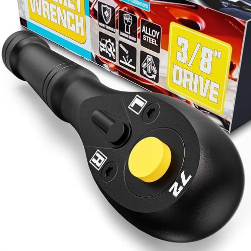 KIRXST Llave de Carraca 3/8 105 mm Mini, Trinquete Reversible de 72 Dientes, Liberación Rápida Para Reparación de Coches y Muebles