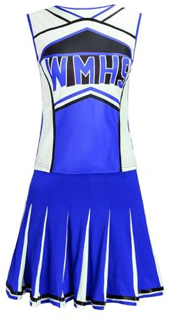 SHINROAD Ärmelloses Top-Rock-Set für Auftritte, Cheerleading-Performance-Kleidung, Cheerleader-Outfit, 2 Stück/Set, High School Glee Club, lebendige Farben, Tanz Blau L