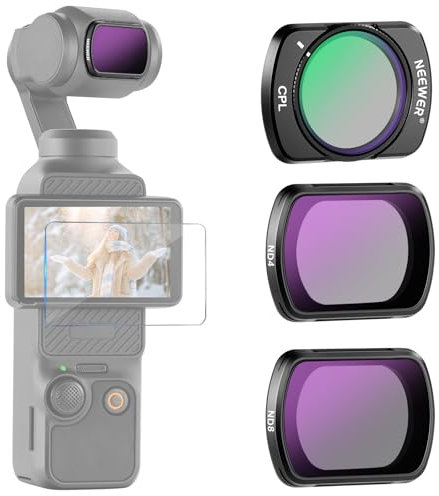 NEEWER Kit de Filtres ND & CPL pour Pocket 3 (Pack de 3),Kit Filtres Polarisants Magnétiques à Densité Neutre ND4 ND8 CPL avec Verre Optique HD Compatible avec DJI Osmo Pocket 3 Creator Combo,FL-B03