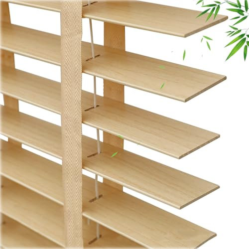 Jalousien aus Naturholz, 50 mm Lamellen, Verdunkelung, Holzrollos für Fenster, 40 cm, 150 cm breit, 40 x 100 cm