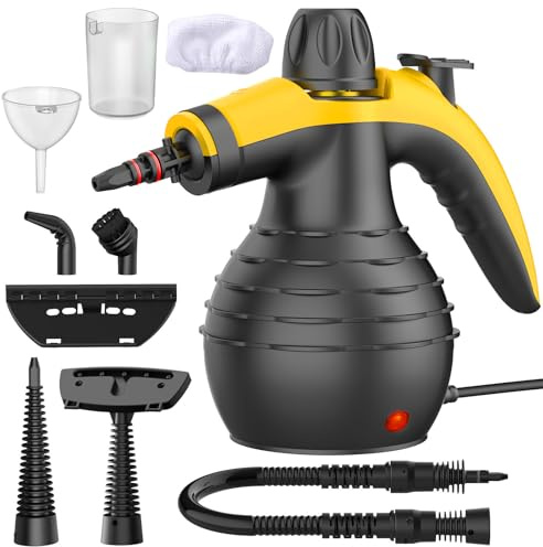 ÖRrnvte Dampfreiniger Handgerät 1050W, Schnellaufheizung, Starker Dampfdruck, 9-Teiliges Zubehör, Chemiefrei, Für Küche, Bad, Fenster, Polster, Teppiche, Auto und Fugen