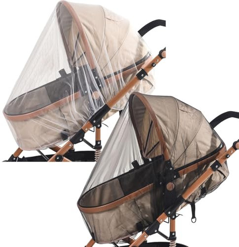 Copertina per zanzare per passeggini - Set di 2 reti repellenti per insetti per passeggini. Bordi elastici per passeggini, sedili per bambini, presepe e presepi portatili. Il materiale a rete du