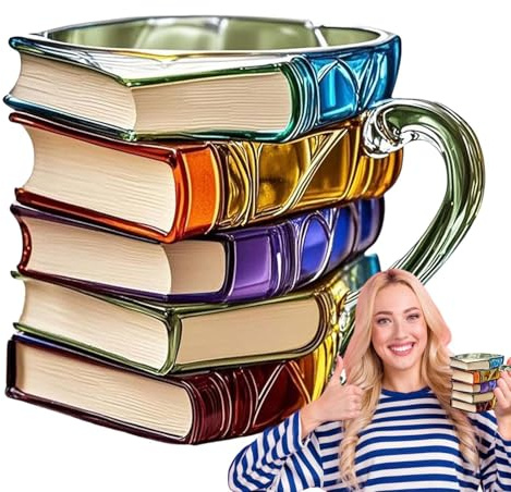 Painted Book Mug,Tea and Water Painted Book Cup,Elegant Vintage Acrylic Mug,Collection Gift for Literature Lovers