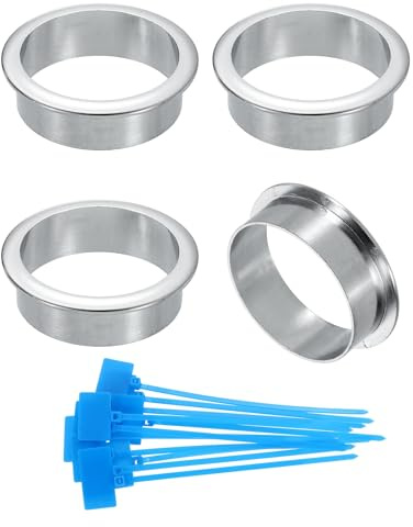sourcing map 4Pcs Desk Grommets, 2 (50mm) ABS Plastic Cable Hole Cover Wire Cord Organizer with Marked Cable Ties for Home Office Desktop Wire, Silver Tone