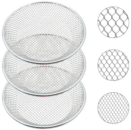 Vankcp 3 Pcs Metal Soil Sifter for 5 Gallon Bucket, 4/6/8 mm Compost Sifter Set, Heavy Duty Soil Sieve for Gardening, Soil Sieve for Dirt Sand Rocks Compost Gravel Sawdust (1/4, 3/8, 1/8 Inch Mesh)