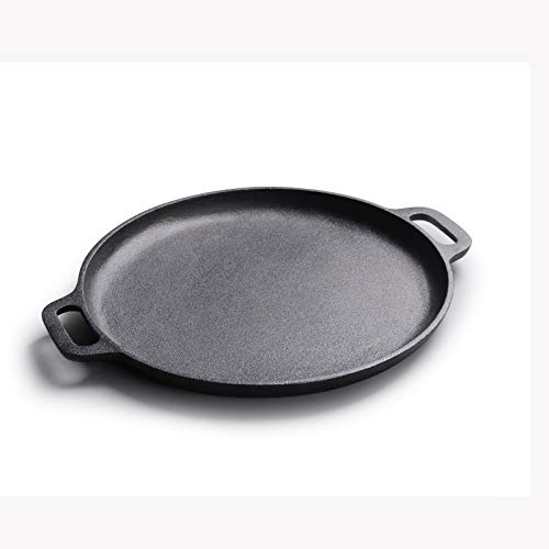 CAFIEDR Sartén de Hierro Fundido para panqueques, sartén de Fondo Plano, sartén Antiadherente, sartén de Hierro Fundido Grueso sin Revestimiento, sartén de Hierro fundi(D)