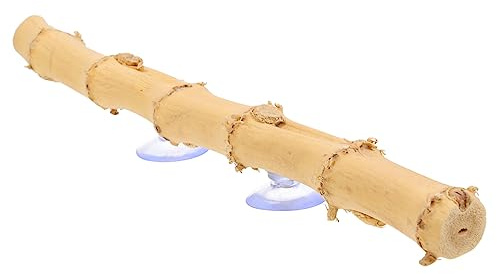 SUPVOX Reptile Climbing Branch Suction Cup Bamboo Root Wooden Toy Decorative Cage Rack for Lizard and Small Pets Terrarium Accessories
