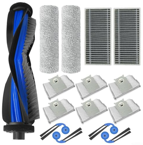 Brosse principale, brosses latérales, filtres, sacs à poussière et rouleaux de balai à franges Kit de remplacement pour Ecovacs pour robot aspirateur Deebot X9 Pro X9 pour un retrait efficace de la