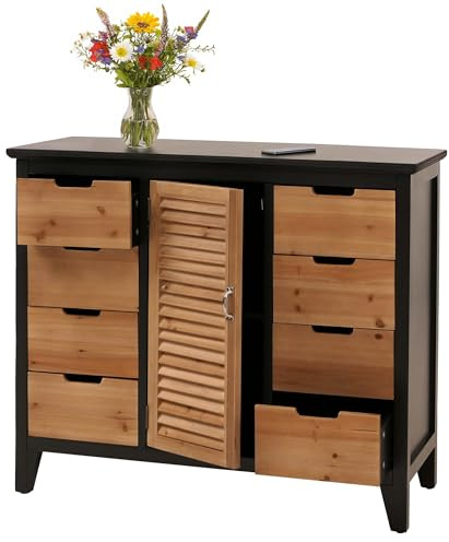 Mendler Commode de pharmacien HWC-O63 Vintage Shabby Aspect volet 80x91x40cm Corps Noir