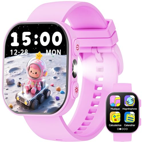 Mingdaln Orologio da gioco intelligente per bambini, schermo TFT1.83 Smart Watch, monitoraggio della frequenza cardiaca/libro di storie/apprendimento delle parole, adatto a ragazzi e ragazze (Rosa)