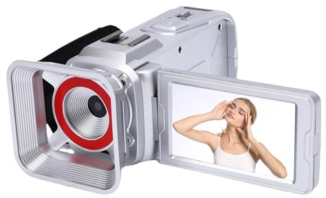Fockety Caméscope vidéo 4K, caméra de vlogging WiFi 64 MP avec Zoom numérique 18x et écran Rotatif 3 Pouces, caméscope à Zoom numérique prenant en Charge Une Carte SD de 32 Go (Silver)