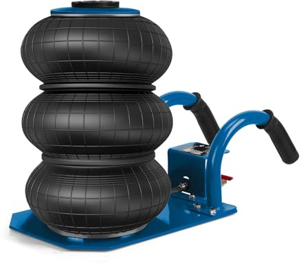 Bonnlo Pneumatischer Wagenheber 3T, Air Jack 135mm - 400mm Hubhöhe, Wagenheber Pneumatisch Dreifach-Luftsack, Luftwagenheber 3–5 Sekunden Schnellhub (ohne Griff, Blau, 24x30x40 cm)