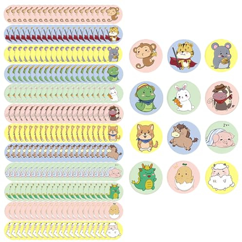 240 Stück Kinderpflaster,Pflaster Kinder,Ohrringe Abkleben Sport Kinder,Pflaster Rund Klein,22mm Süße Cartoon-Pflaster,Impfpflaster Wasserfest,für Kleine Wunden,Pickel,Impfungen und Blasen (12 Stiles)