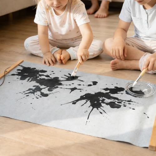 AIHSUMC 2 Pieces Kids Magic Water Drawing Poster, Reusable Mess-Free Water Doodle Mat with Teak Wood Frame, Large Water Painting Cloths Included, Educational Art Toy Gift for Toddlers Boys & Girls