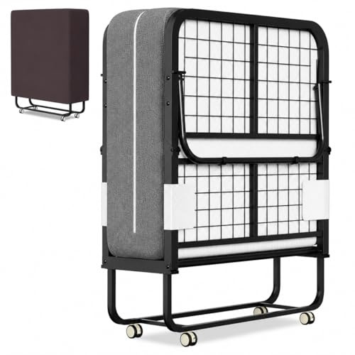 Jayseuw Cama Plegable De 90 X 200 Cm, Cama De Invitados Plegable Con Colchón De Espuma De 13 Cm, Marco De Cama De Metal Plegable, Cama Plegable Con Ruedas, Capacidad De 200 Kg