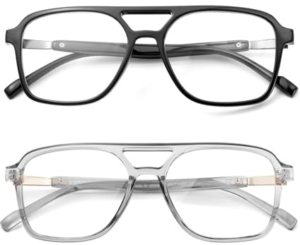 SKYWAY Retro Pilot Blaulichtbrille Damen Herren, Klassische 70er Jahre Vintage Square Blue Light Glasses Blaulichtfilter Brille Computerbrille Brille ohne Sehstärke,Gegen Augenbelastung