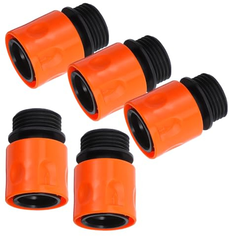 MOBUTOFU Raccordo Rapido per Tubo da Giardino 3/4, 5 Pezzi in ABS | Filetto Esterno 3/4, Colore Arancia, per Rubinetti e Tubo da Giardino, Montaggio e Rimozione Facili