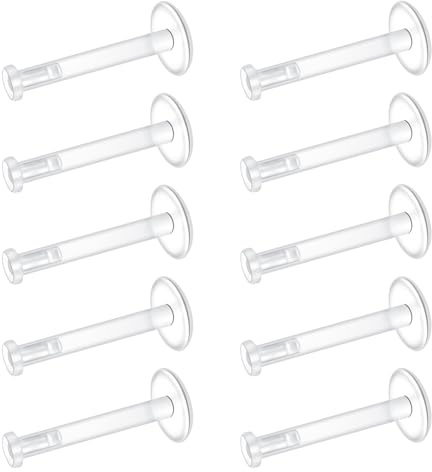 LAURITAMI 10 Stück Lippenpiercing Stecker, 6mm 8mm 10mm 12mm Klar Flexibel Piercing Labret, Tragus, Ohr, 16G Unisex Piercing Stab Set