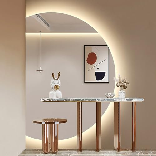 Aenmezen Specchio a Figura Intera Intelligente a Mezzaluna, Specchio da Parete per Bagno Anti-nebbia Retroilluminato, Antideflagrante, 3 Colori Dimmerabile(Left cut,90 * 60cm)
