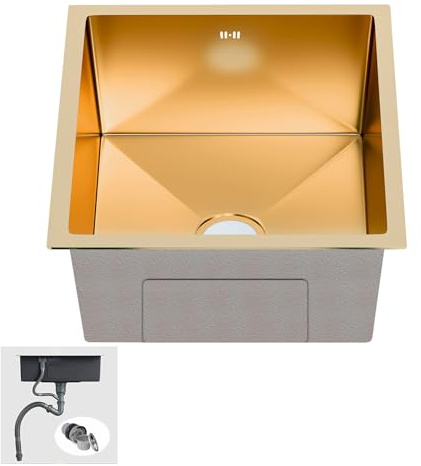 Modernt diskho, SUS 304 rostfritt stål undermonterat handfat med dräneringsfilter, fyrkantig inbyggd design (38 x 32 x 18 cm) för effektiv köksanvändning