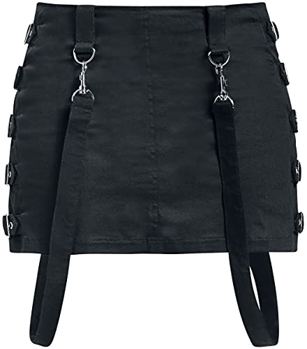 Gothicana by EMP Mujer Falda Corta Negra con Hebillas XL