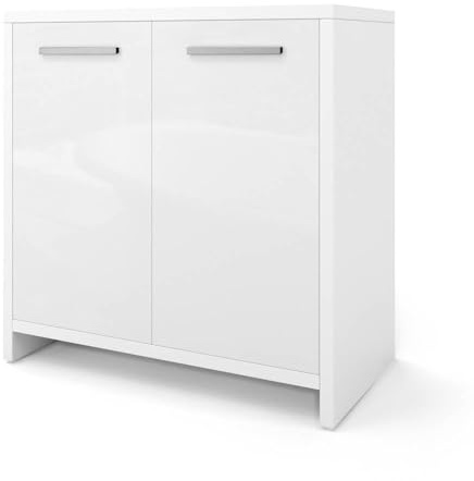 Vicco Meuble sous Vasque Simple Kiko, Blanc Brillant/Blanc, 58x60cm, avec découpe pour Siphon et Espace de Rangement pour l’Organisation de la Salle de Bain