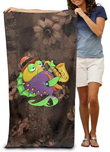 Unoopler Fish Play Saxophone Bath Towels Soft Machine Washable Easy Care Pool Towel Fast Drying Travel Multipurpose Use Spa Quality Lightweight Towel