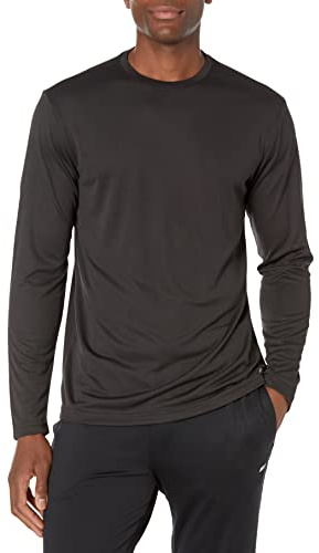 Amazon Essentials herr Performance Tech långärmad t-shirt, svart, medium