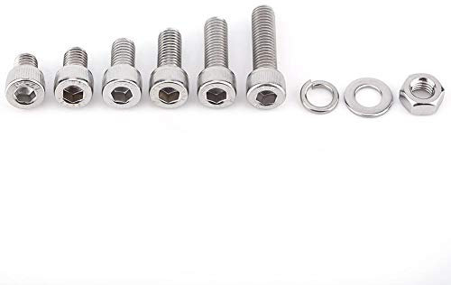 Schrauben Muttern Unterlegscheiben Satz M3 / M5 / M6 / M8 SS304 Edelstahl Innensechskantschrauben mit Sechskantmuttern Sortiment Kit(M8 60pcs)