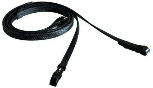 Cwell Equine Zügel aus Gummi, Schwarz / Braun, Pony, braun, 6