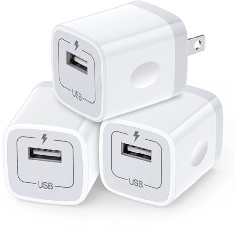 USB Plug Wall Adapter for iPhone,1A/5V Single Port Phone Wall Charger Block Charging Cube Box Brick 3 Pack for iPhone 17e/15 Pro Max/14/13/12/11,Samsung Galaxy S24/S23/S22/S21/S20/S26,Google Pixel 10a