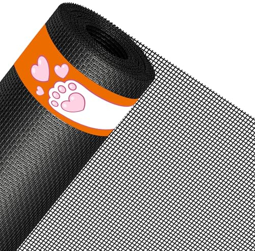 MAGZO Pet Proof Window&Door Screen Replacement Mesh, 60 W x 96 L, Best Vinyl Coated Polyester Dog Cat Resistant Heavy Duty, DIY Adjustable Net Netting Curtain Wire Fits Any Smaller Size, Black