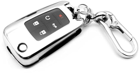 INFIPAR Fit for Chevrolet Chevy Equinox Cruze Malibu Impala Encore Camaro Buick Regal Lacrosse GMC Terrain TPU Key Fob Remote Cover Case Shell Pouch Holder Keyless Entry Sleeve Accessory, Silver