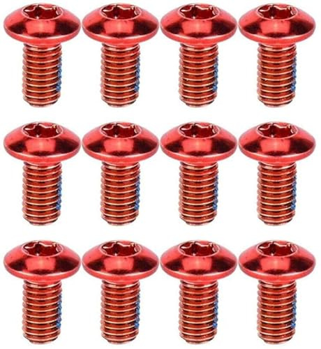 12 Stück Fahrrad Bremsscheiben Schraube M5 x 10MM Titanium T25 Schrauben Scheibenschrauben Fahrradzubehör für MTB Fahrräder (Rot)
