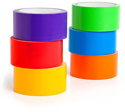 Nastro adesivo colorato di alta qualità, 50 mm x 13,7 m x 8,3 m, set di 6 rotoli di nastro adesivo inclusi blu, viola, giallo, arancione, verde, rosso