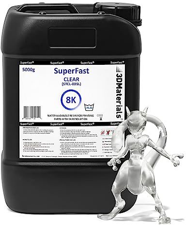 SuperFast 8K 22um Auflösung Wasserabwaschbares Harz, 0,5 Sek. Druck (50 um), hergestellt in Korea von 3DMaterials (5000g, Transparent)