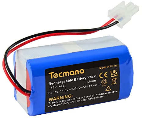 Tecmana Batería de 14,4 V para iLife A4, A4s, A6, V7, V7s Plus, V7s Pro, X620, Y8H4 Aspiradora, Home Cleaner, Robot doméstico