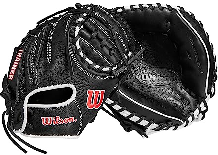 WILSON Unisex, Teenager Trainer Catcher Trainingshandschuh, Schwarz/Rot, 30 inch