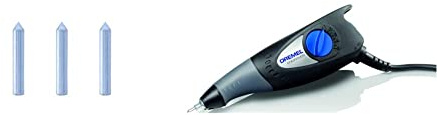 Dremel 9924 Lot de 3 Pointes Carbure de Gravure sur Bois, Métaux & Dremel 290 Engraver - Graveur fourni avec 1 pointe de Gravure et 1 Pochoir pour graver Bois, Métal. Verre, Plastique, Céramique