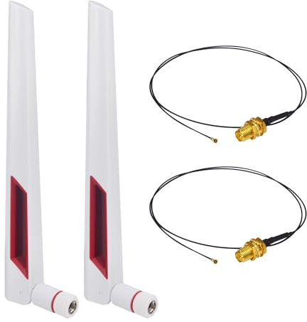 YILIANDUO Antena WiFi 2.4G/5.8GHz 12dBi RP SMA Macho 19.5 cm | Antena WiFi Dual Band alta ganancia, cable U.FL a RP SMA hembra 50cm. Para router, FPV, drone, CCTV, IoT, radio y WLAN