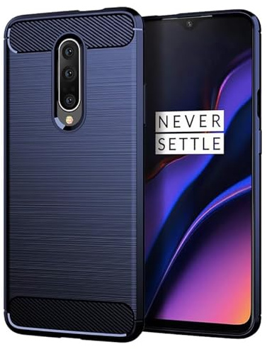 Jhxtech Funda para OnePlus 7 Pro, GM191, Funda Ultra Delgada para Teléfono con Absorción de Golpes Fibra de Carbono TPU Fundas Protectoras de Goma para OnePlus 7 Pro Azul Marino
