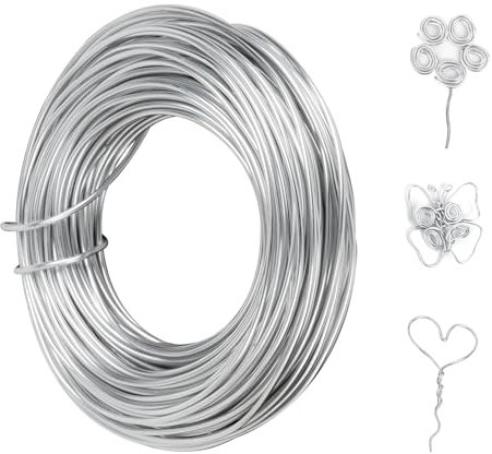 Behiruch Filo Alluminio 2mm, 30 m Filo di Ferro Modellabile Metallico, per Gioielli, L'Artigianato Della Scultura per Gioielleria Artigianale