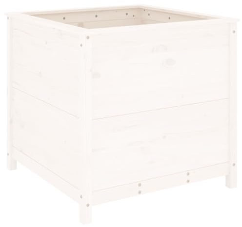 Hochbeet aus Holz, Blumenbeet Blumenkasten Pflanzkasten Pflanzbeet Gartenbeet Pflanzkübel für Garten & Balkon, Weiß 82,5x82,5x78 cm Massivholz Kiefer