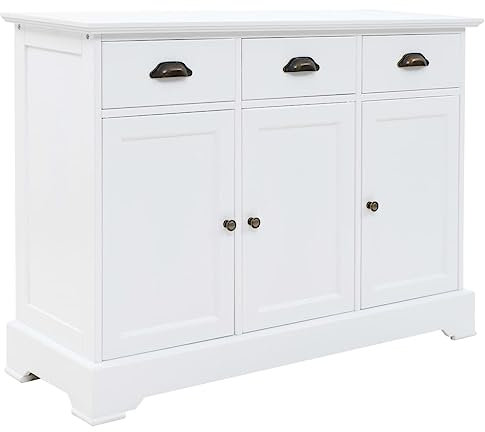 HETFTJN Sideboard mit 3 Türen, Kücheninsel Eckschrank Besenschrank Kommode Geeignet für Schlafzimmer Flur Wohnzimmer Office MDF und Kiefernholz 105x35x77,5 cm