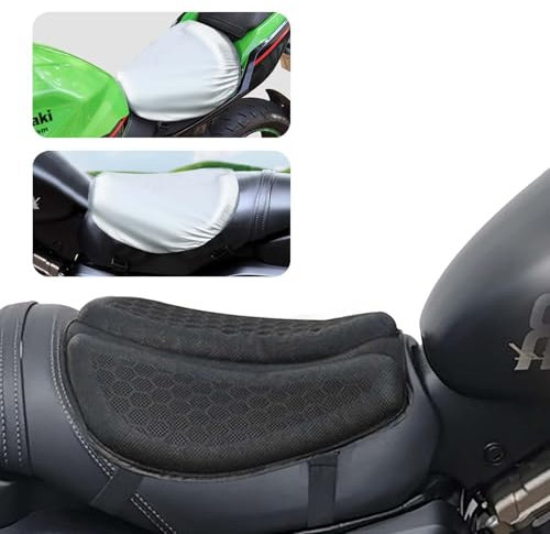 PhyiFlbey Foldable Motorcycle Gel Seat Cushion,Motorcycle Gel Seat Pad 3D Honeycomb Structure Waterproof Function Universal Shock Absorption Breathable Seat Pad for Long Rides